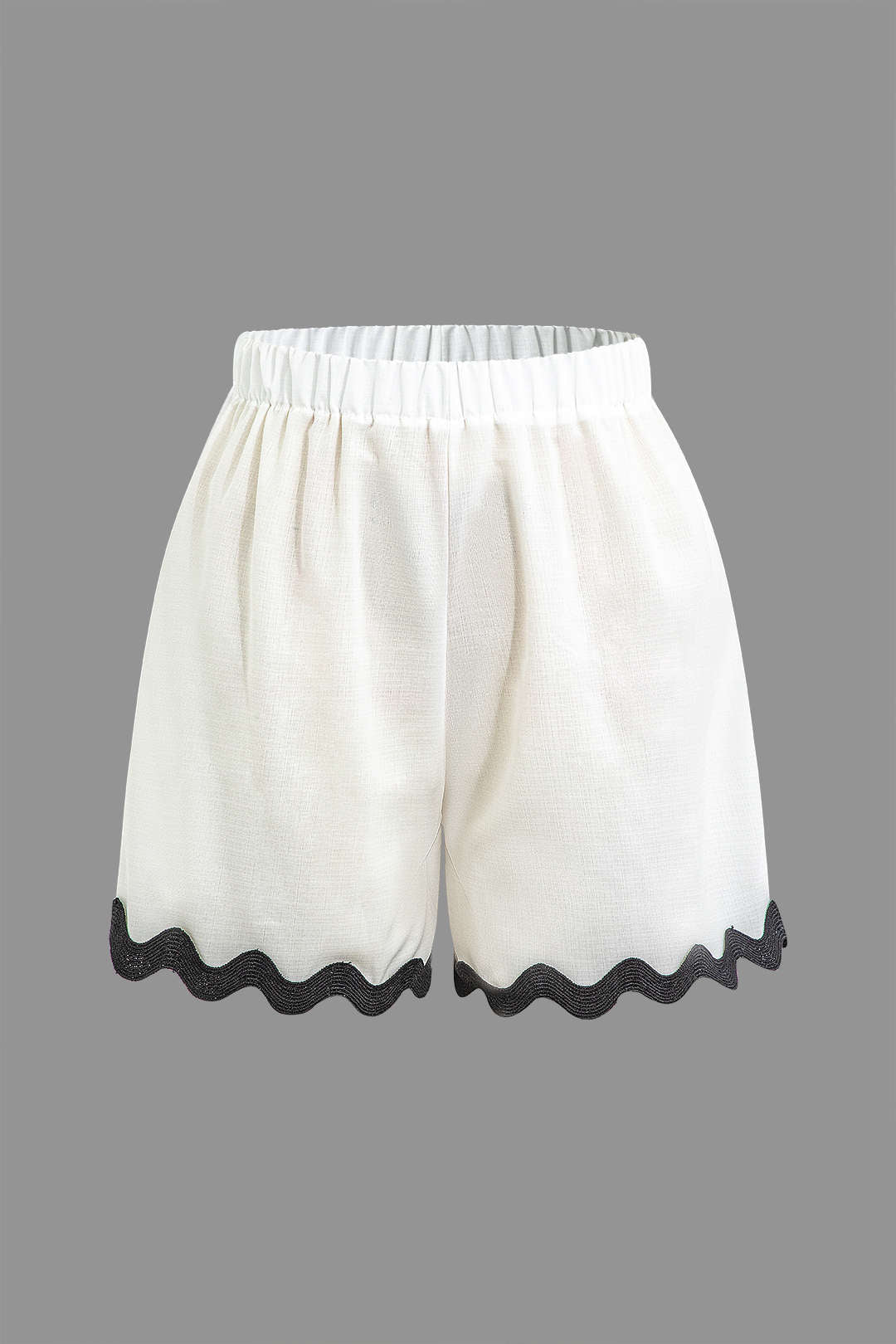 Scallop Trim Y2K Aesthetic Short Sleeve Shirt and Matching Shorts Set for Trendy Outfits Scallop Trim Y2K Aesthetic Short Sleeve Shirt and Matching Shorts Set for Trendy Outfits