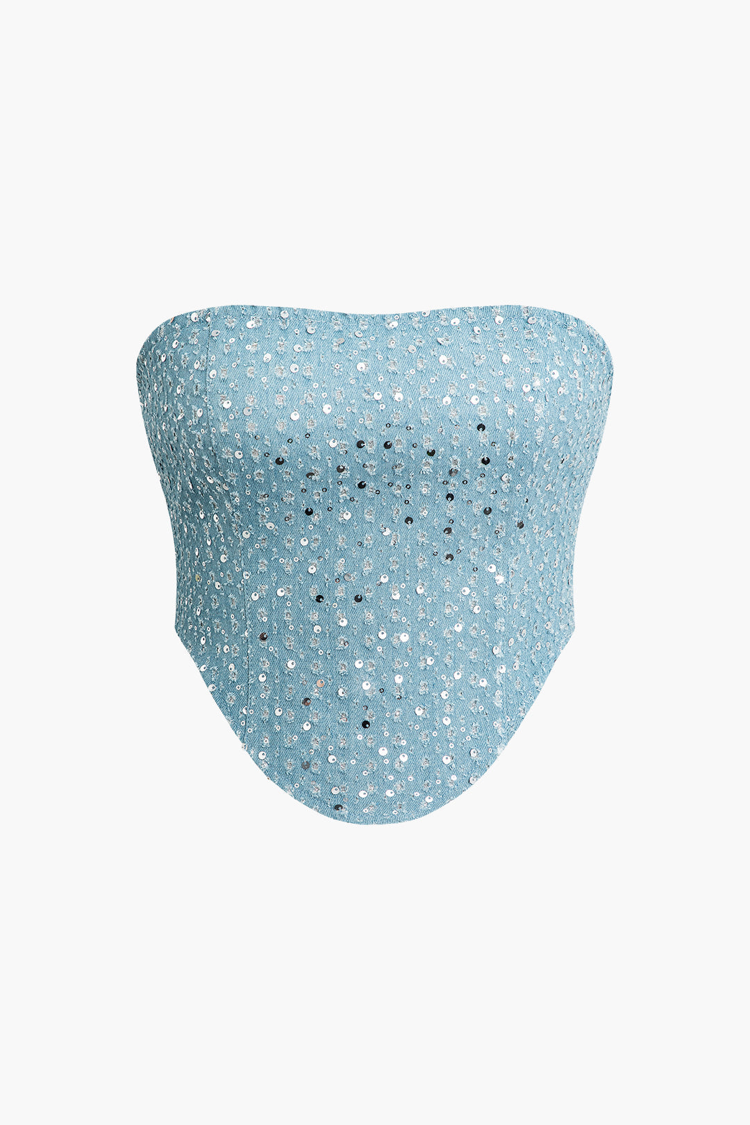 Sequin Destroyed Zipper Tube Top with High Waist Straight Leg Pants Set for Y2K Aesthetic Sequin Destroyed Zipper Tube Top with High Waist Straight Leg Pants Set for Y2K Aesthetic