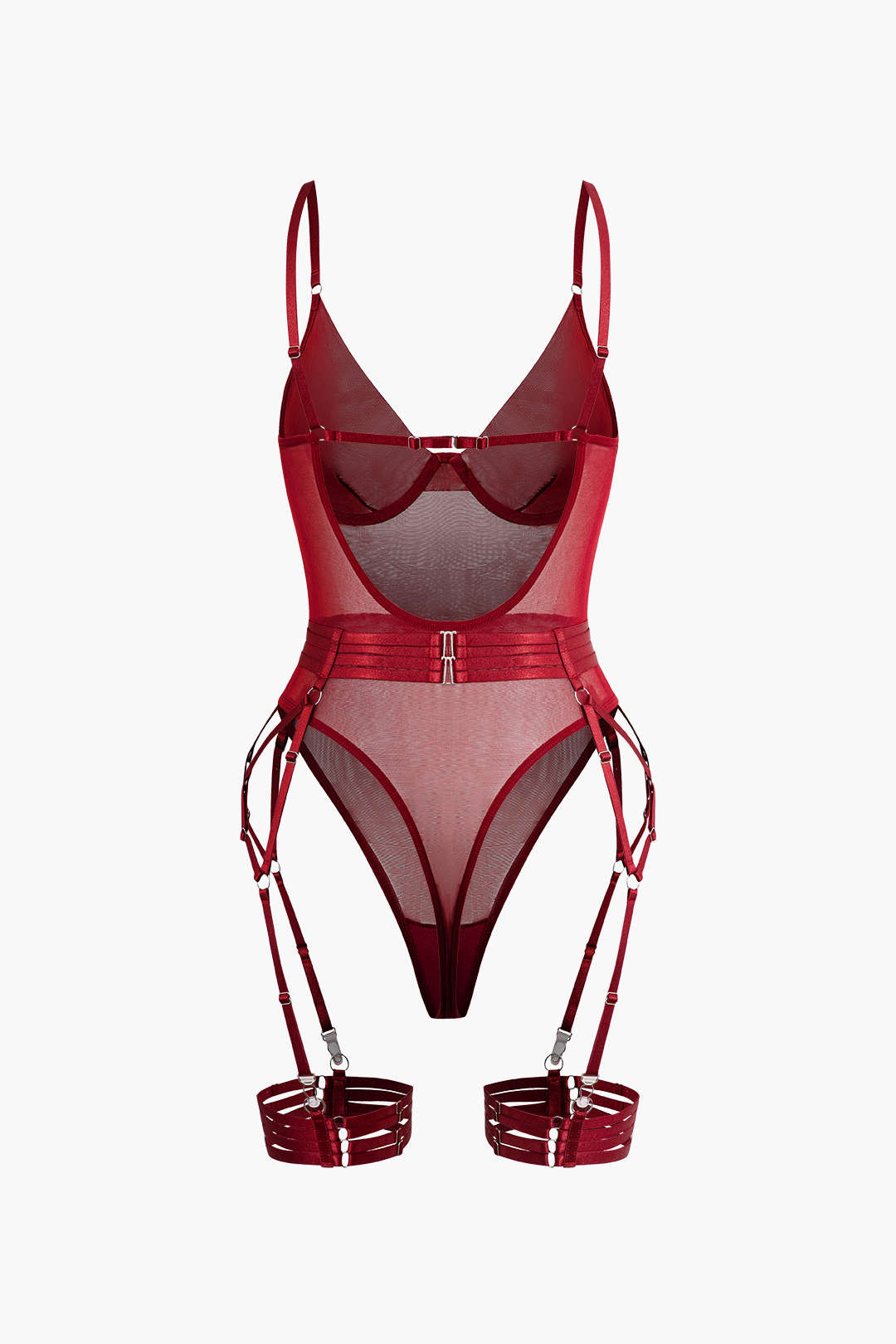 Sheer Mesh Backless Bodysuit with Belt and Gloves for Y2K Fashion Aesthetic Sheer Mesh Backless Bodysuit with Belt and Gloves for Y2K Fashion Aesthetic