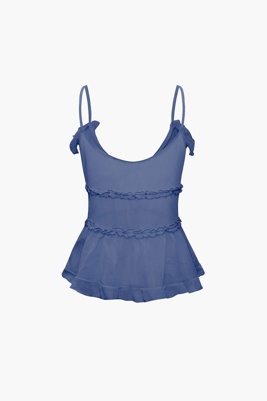 Sheer Ruffle Tie Front Cami Top - Y2K Aesthetic Cute Top for Stylish Outfits Sheer Ruffle Tie Front Cami Top - Y2K Aesthetic Cute Top for Stylish Outfits