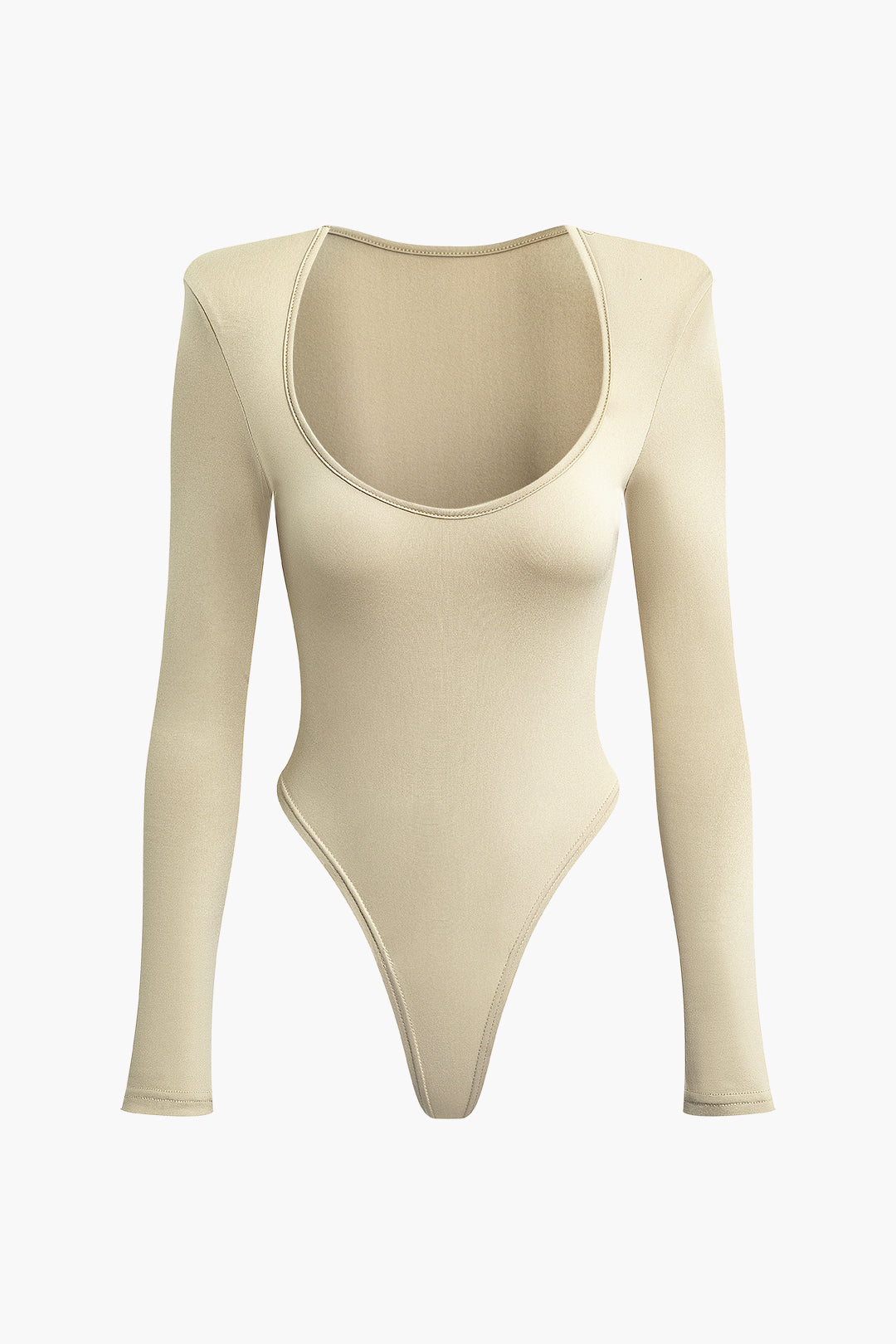 Slinky Scoop Neck Long Sleeve Bodysuit - Y2K Fashion Essential for Aesthetic Outfits