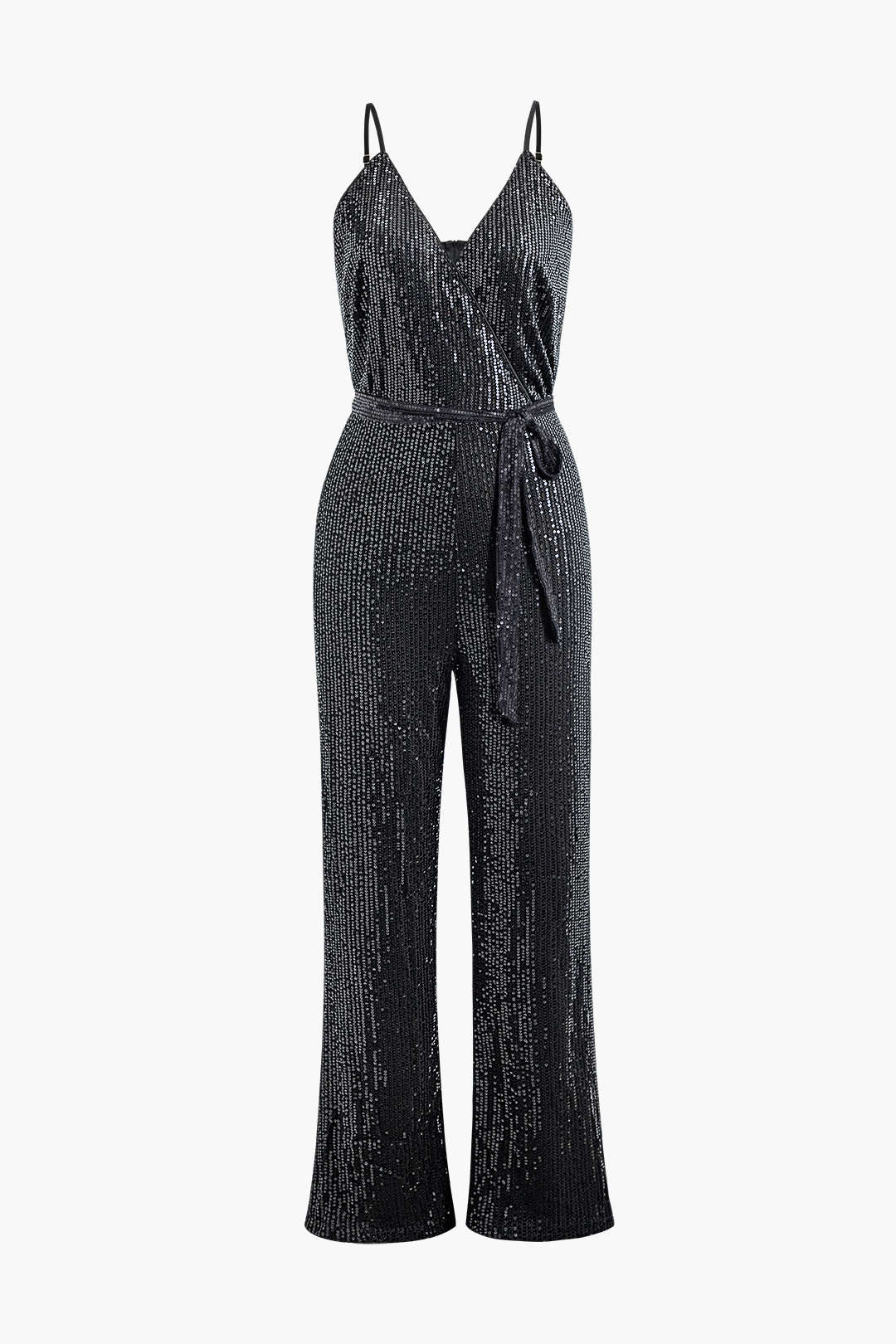 Sparkly V-Neck Sequin Slip Jumpsuit for Y2K Fashion and Coquette Aesthetic Outfits