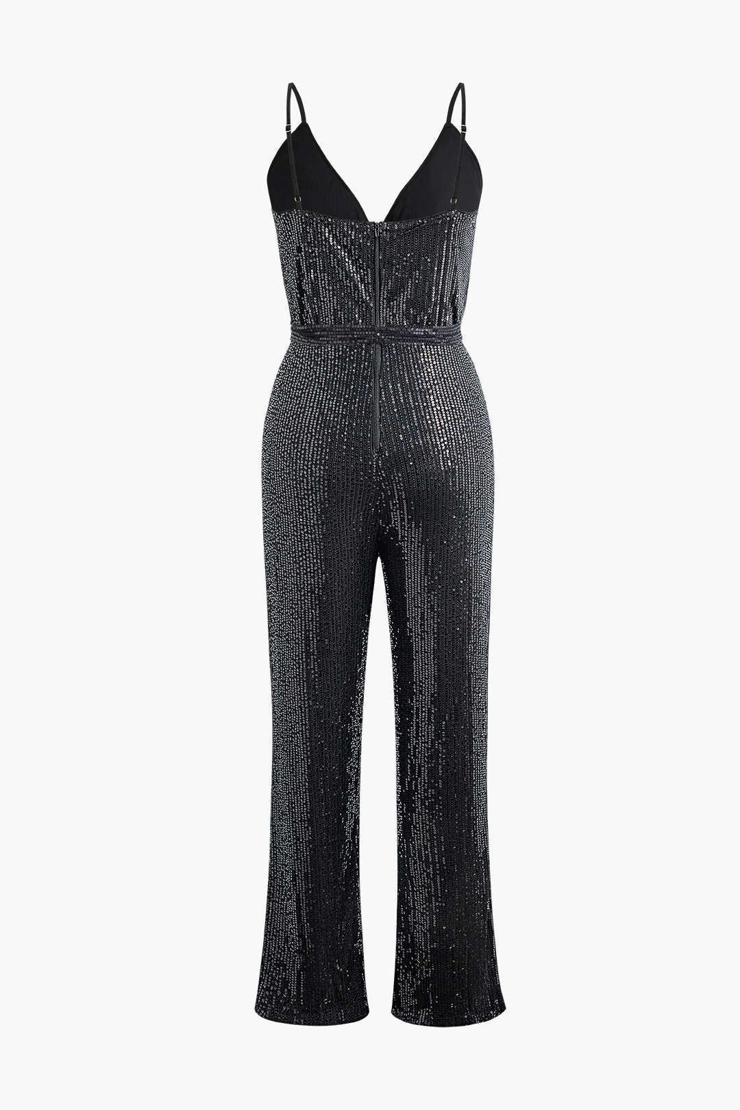 Sparkly V-Neck Sequin Slip Jumpsuit for Y2K Fashion and Coquette Aesthetic Outfits