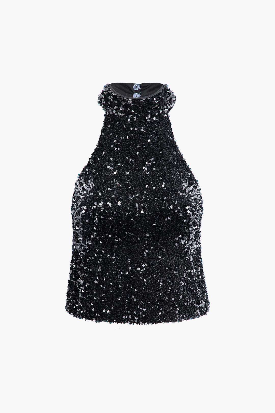 Sparkly Y2K Sequin Halter Tank Top for Coquette Aesthetic and Grunge Style Outfits