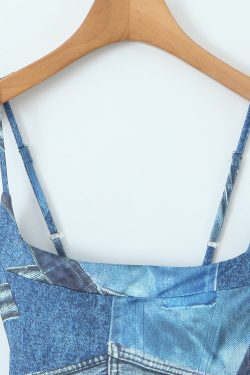 Square Neck Denim Cami Top - Y2K Aesthetic Cute Crop Top for Stylish Outfits