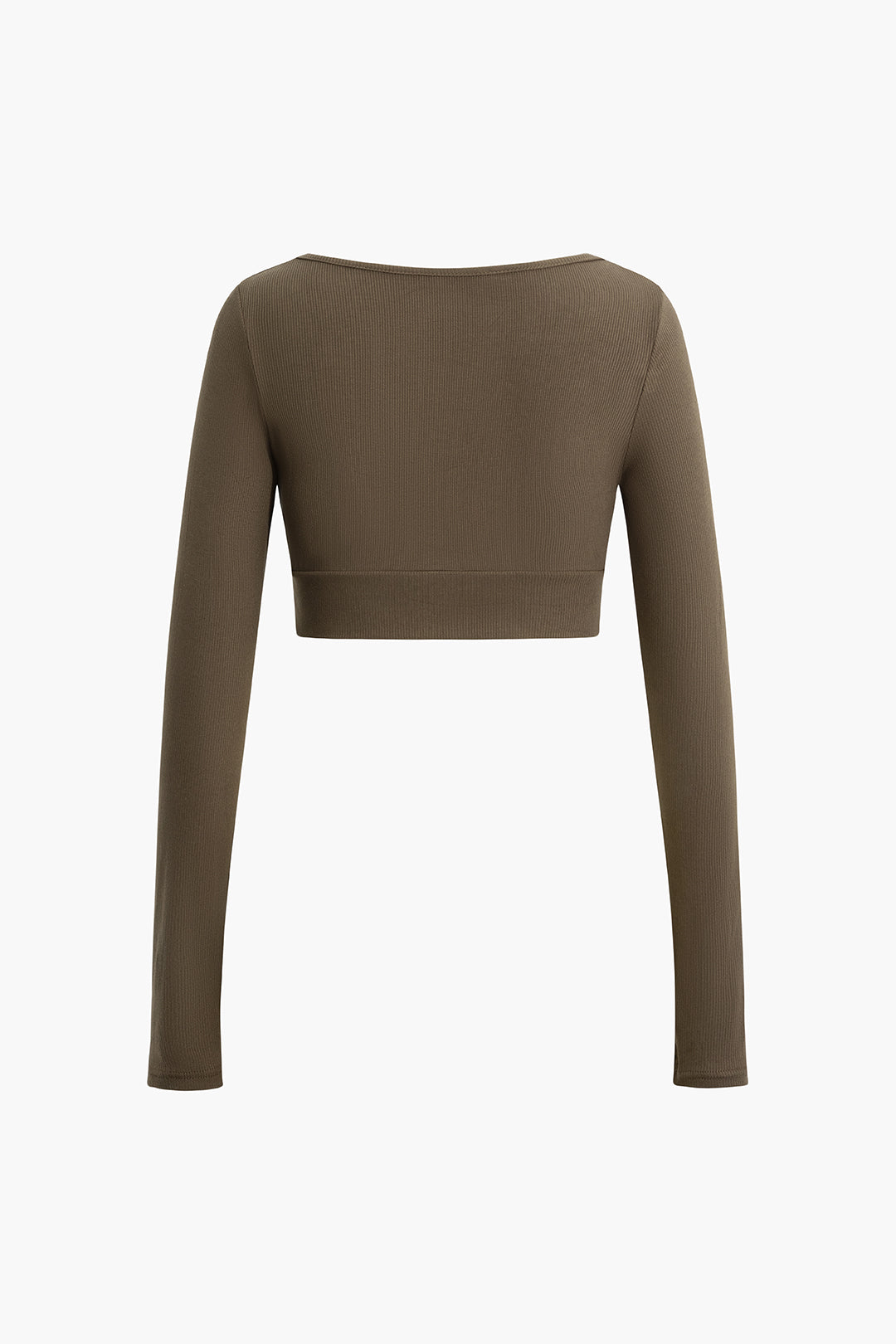 Square Neck Long Sleeve Crop Top & Rib Knit Leggings Set - Y2K Aesthetic Outfit Square Neck Long Sleeve Crop Top & Rib Knit Leggings Set - Y2K Aesthetic Outfit