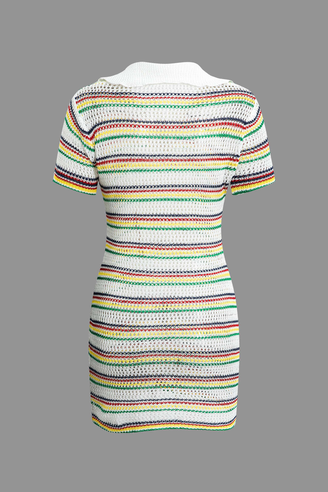 Stripe Collar Open Knit Mini Dress - Y2K Aesthetic Cute Dress for Coquette Style Outfits Stripe Collar Open Knit Mini Dress - Y2K Aesthetic Cute Dress for Coquette Style Outfits