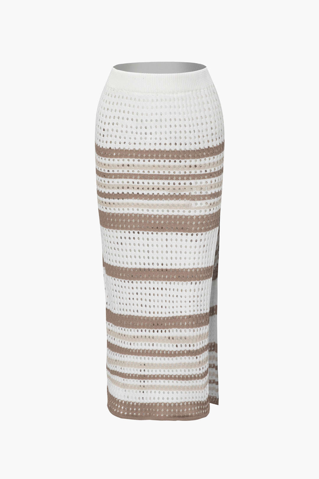 Stripe Openwork Knit Crop Tank Top & Slit Midi Skirt Set for Y2K Aesthetic Outfits Stripe Openwork Knit Crop Tank Top & Slit Midi Skirt Set for Y2K Aesthetic Outfits