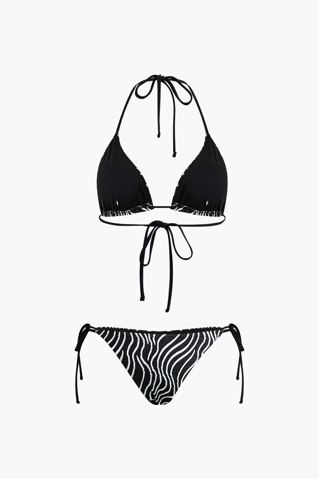Stripe Side Tie Halter Bikini Two-Piece Set - Y2K Aesthetic Swimwear for Trendy Summer Vibes Stripe Side Tie Halter Bikini Two-Piece Set - Y2K Aesthetic Swimwear for Trendy Summer Vibes