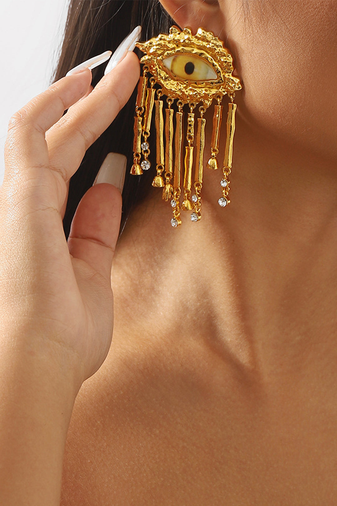 Tassel Evil Eye Earrings - Y2K Aesthetic Jewelry for Coquette and Grunge Styles