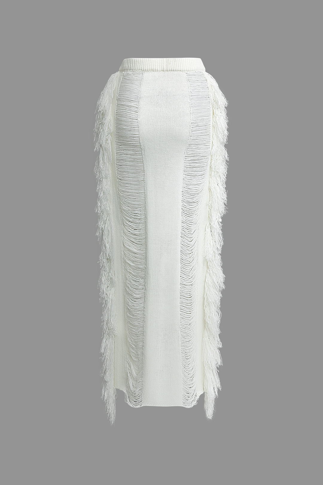 Tassel Tie Halter Knit Bra Top with Distressed Ladder Maxi Skirt Set for Y2K Aesthetic Tassel Tie Halter Knit Bra Top with Distressed Ladder Maxi Skirt Set for Y2K Aesthetic