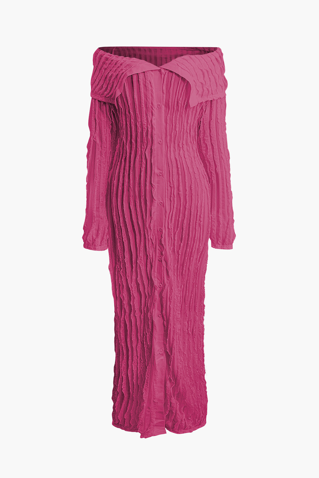 Textured Off Shoulder Button-Up Slit Maxi Dress for Y2K Fashion and Coquette Aesthetic Textured Off Shoulder Button-Up Slit Maxi Dress for Y2K Fashion and Coquette Aesthetic