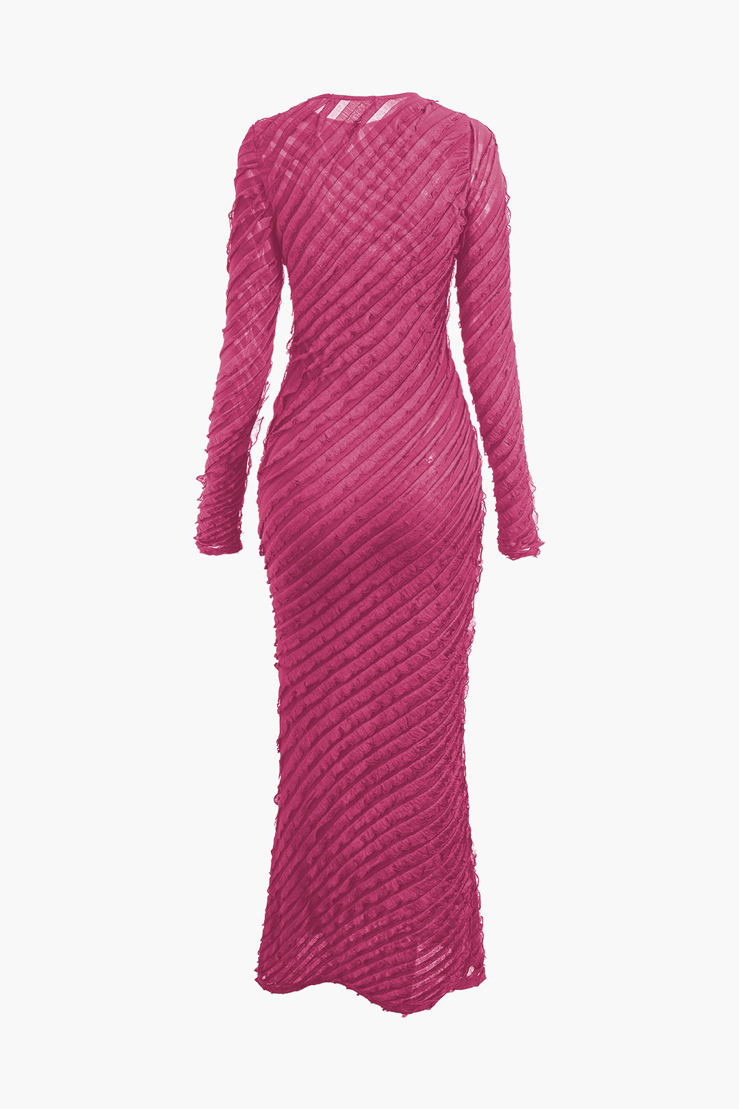 Textured Round Neck Long Sleeve Maxi Dress for Y2K Aesthetic and Coquette Style Textured Round Neck Long Sleeve Maxi Dress for Y2K Aesthetic and Coquette Style