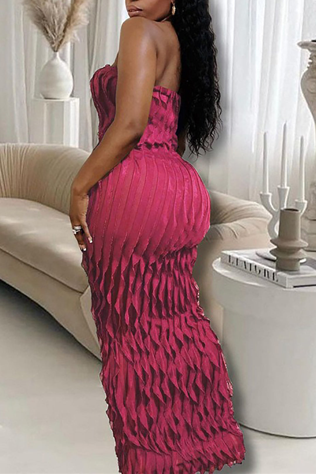 Textured Strapless Maxi Dress for Y2K Fashion Lovers - Chic Coquette Aesthetic Style Textured Strapless Maxi Dress for Y2K Fashion Lovers - Chic Coquette Aesthetic Style