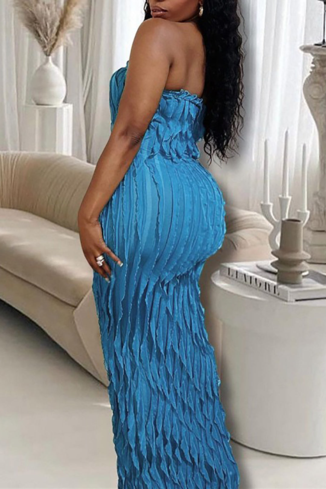 Textured Strapless Maxi Dress for Y2K Fashion Lovers - Chic Coquette Aesthetic Style Textured Strapless Maxi Dress for Y2K Fashion Lovers - Chic Coquette Aesthetic Style