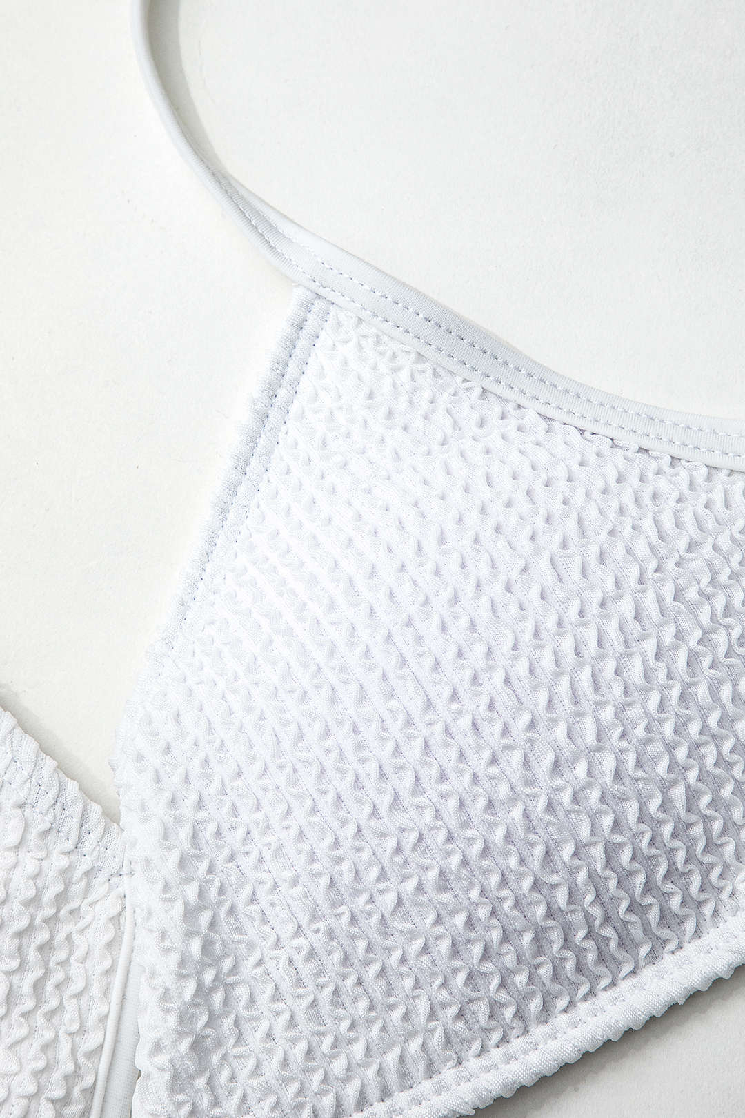 Textured V-neck Knot Back O-ring Bikini Set for Y2K Aesthetic Summer Vibes Textured V-neck Knot Back O-ring Bikini Set for Y2K Aesthetic Summer Vibes