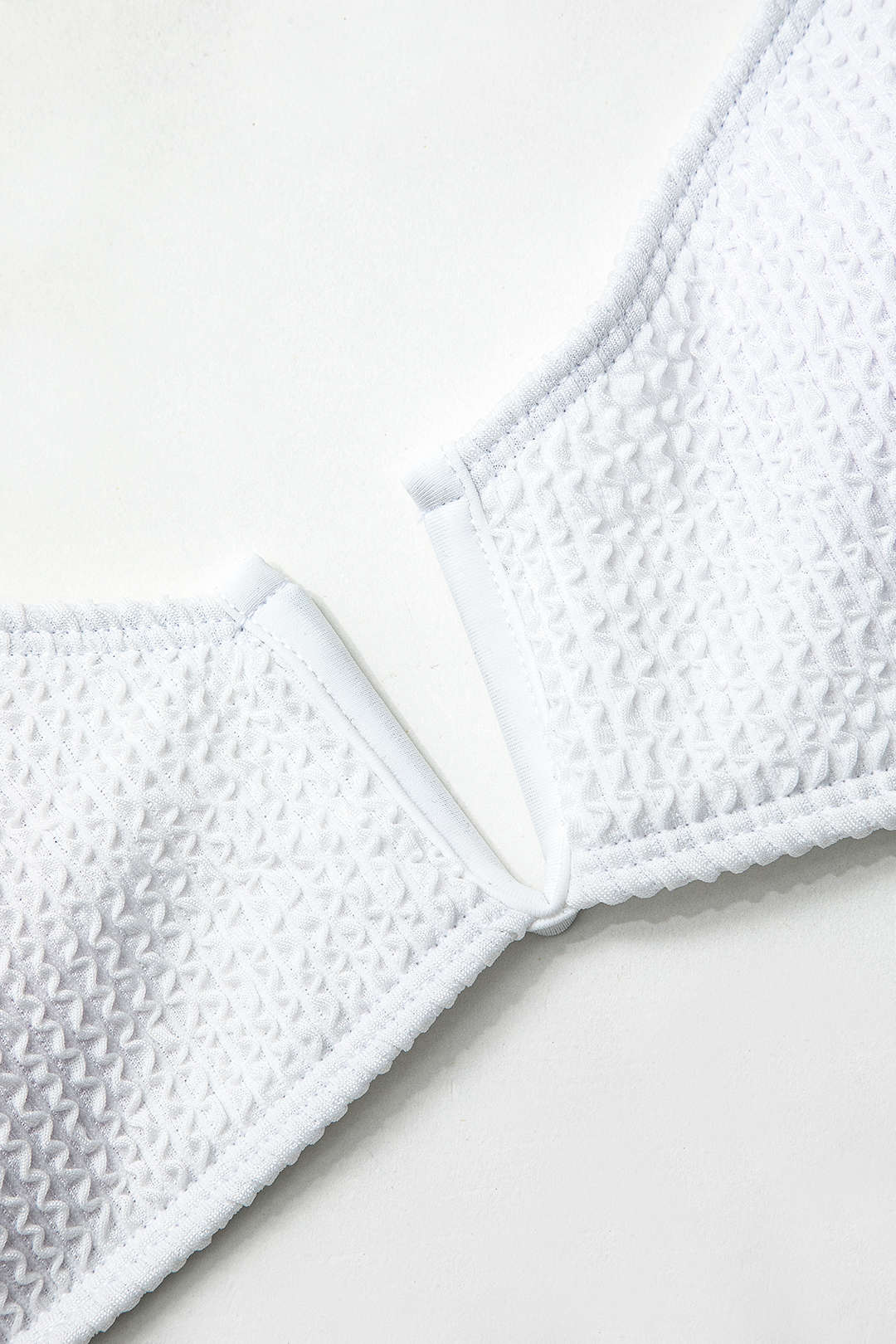 Textured V-neck Knot Back O-ring Bikini Set for Y2K Aesthetic Summer Vibes Textured V-neck Knot Back O-ring Bikini Set for Y2K Aesthetic Summer Vibes