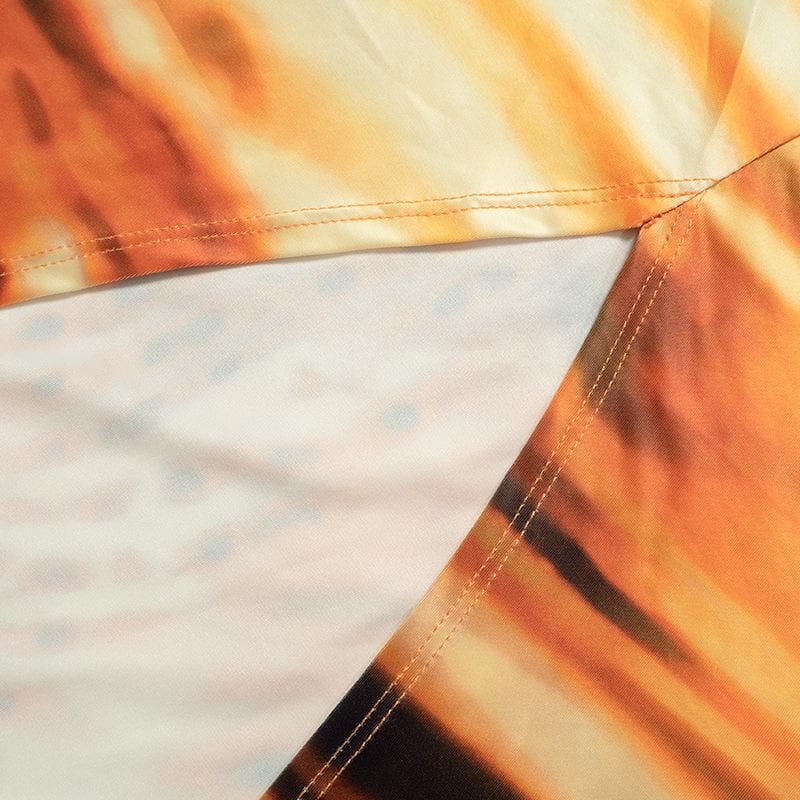 Tiger Print Y2K Aesthetic Long Sleeve Contrast Slit Cami Midi Dress for Trendy Looks Tiger Print Y2K Aesthetic Long Sleeve Contrast Slit Cami Midi Dress for Trendy Looks