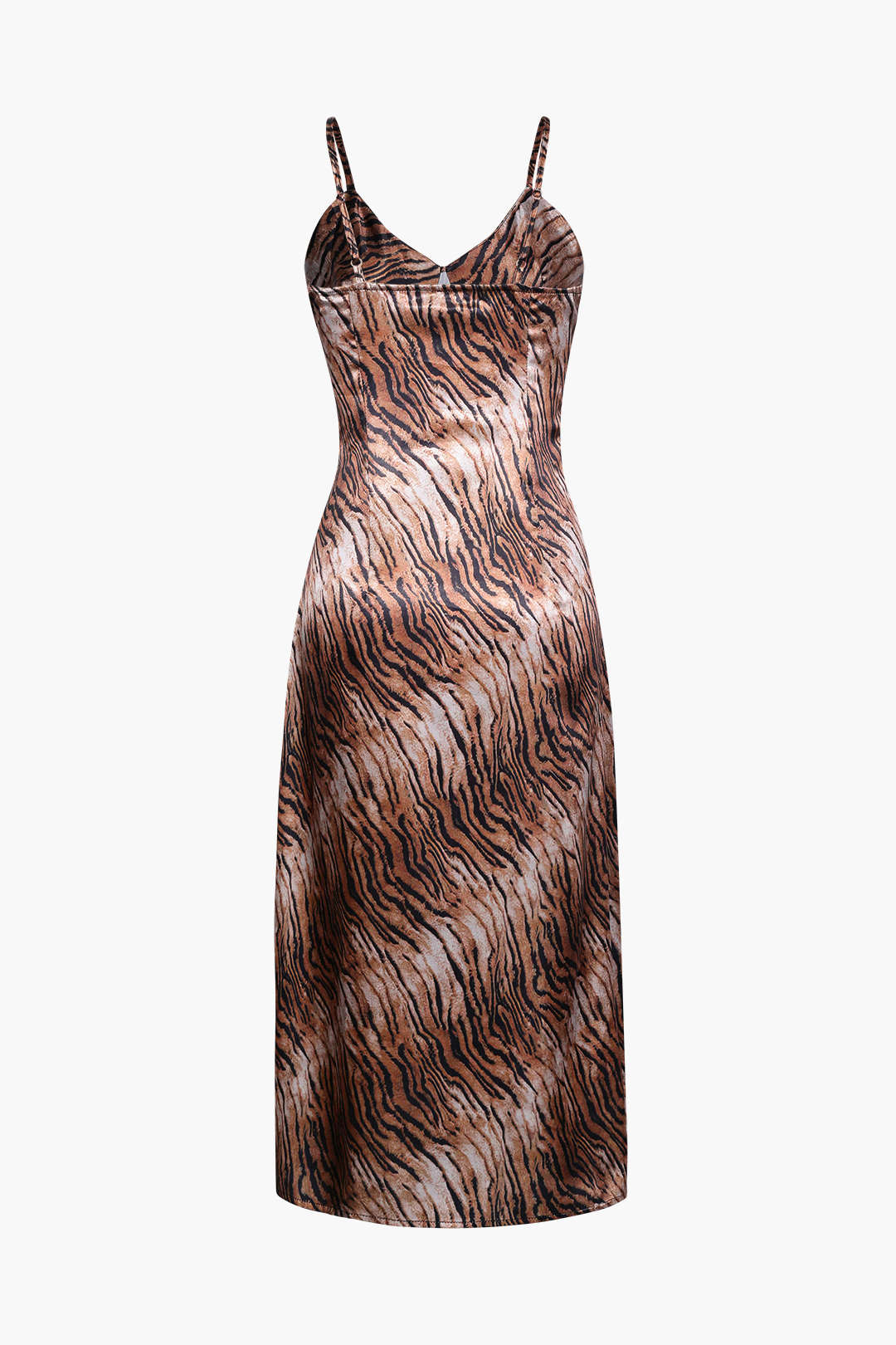 Tiger Print Y2K Aesthetic Split Midi Dress for Trendy Coquette and Grunge Styles Tiger Print Y2K Aesthetic Split Midi Dress for Trendy Coquette and Grunge Styles
