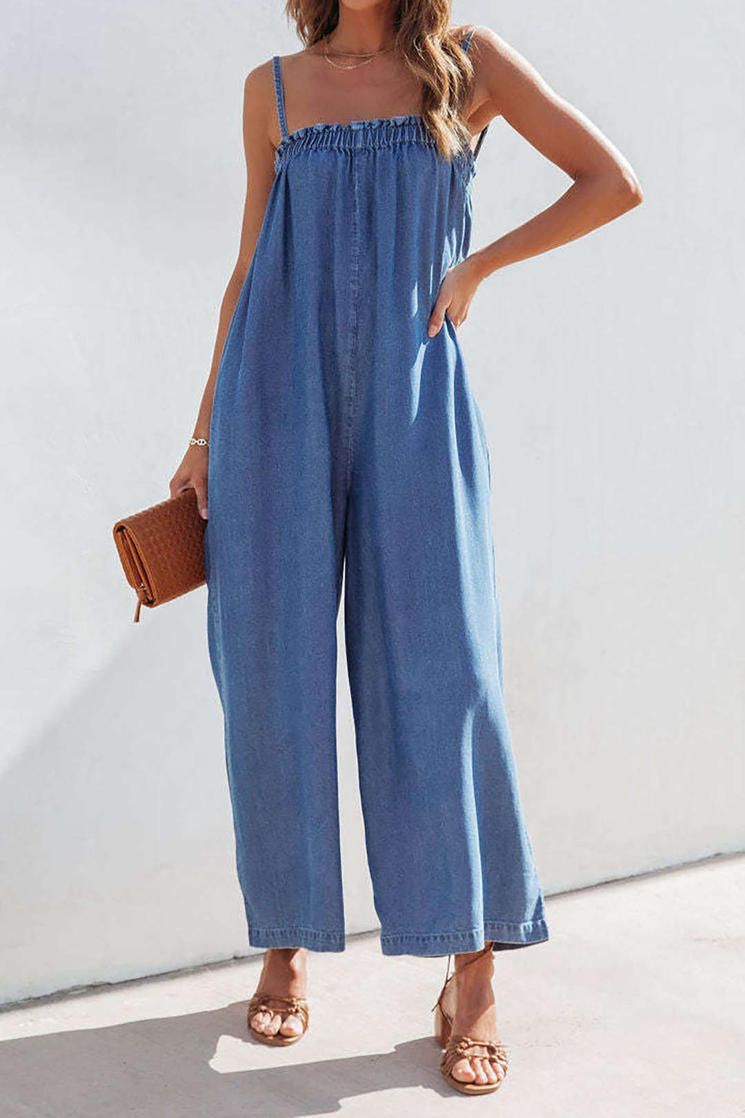 Trendy Adjustable Strap Denim Jumpsuit for Y2K Aesthetic and Grunge Style Lovers