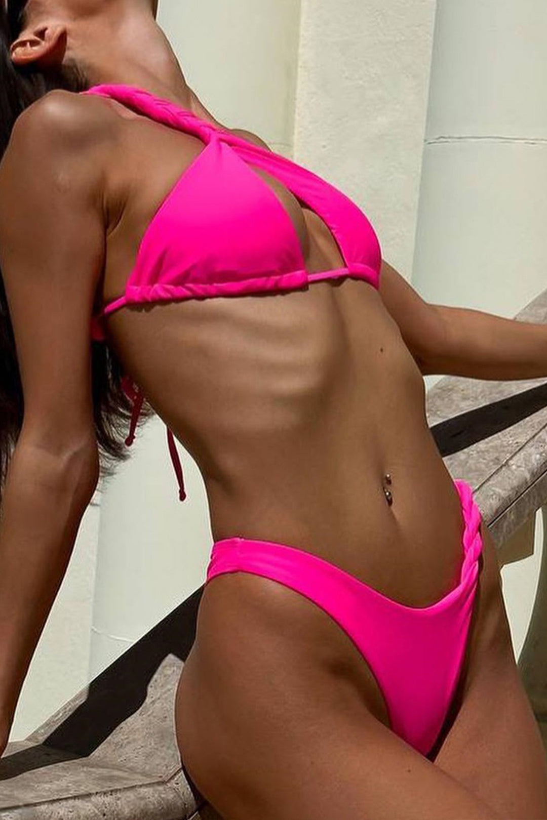 Trendy Braided One Shoulder Bikini Set for Y2K Aesthetic Beach Vibes Trendy Braided One Shoulder Bikini Set for Y2K Aesthetic Beach Vibes