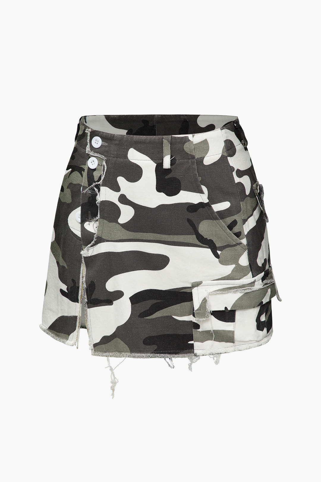 Trendy Camo Frayed Hem Cargo Skirt for Y2K Aesthetic and Grunge Style Outfits Trendy Camo Frayed Hem Cargo Skirt for Y2K Aesthetic and Grunge Style Outfits