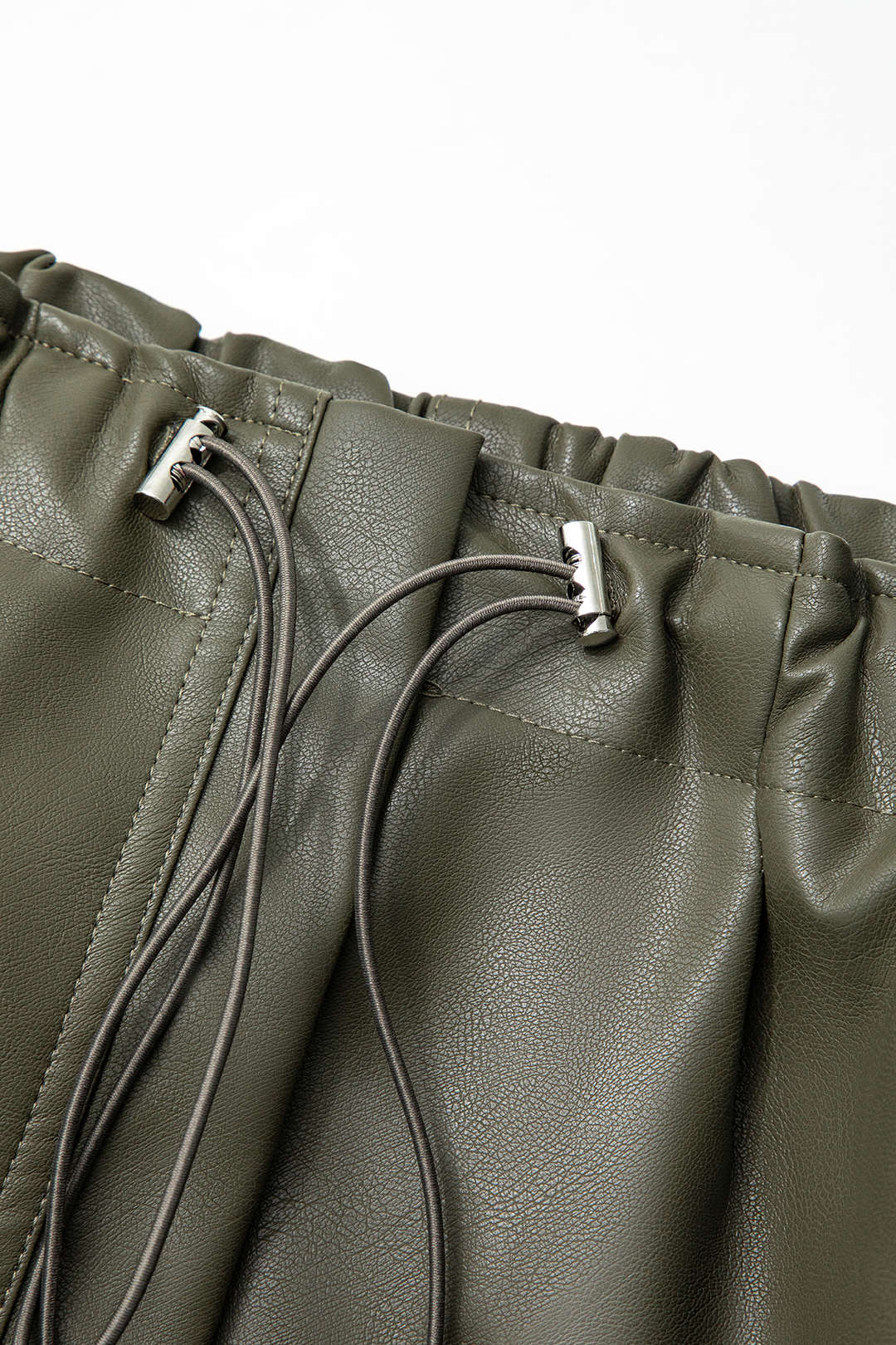 Trendy Drawstring Ruched Pocket Pleated Faux Leather Skirt for Y2K Aesthetic Outfits Trendy Drawstring Ruched Pocket Pleated Faux Leather Skirt for Y2K Aesthetic Outfits