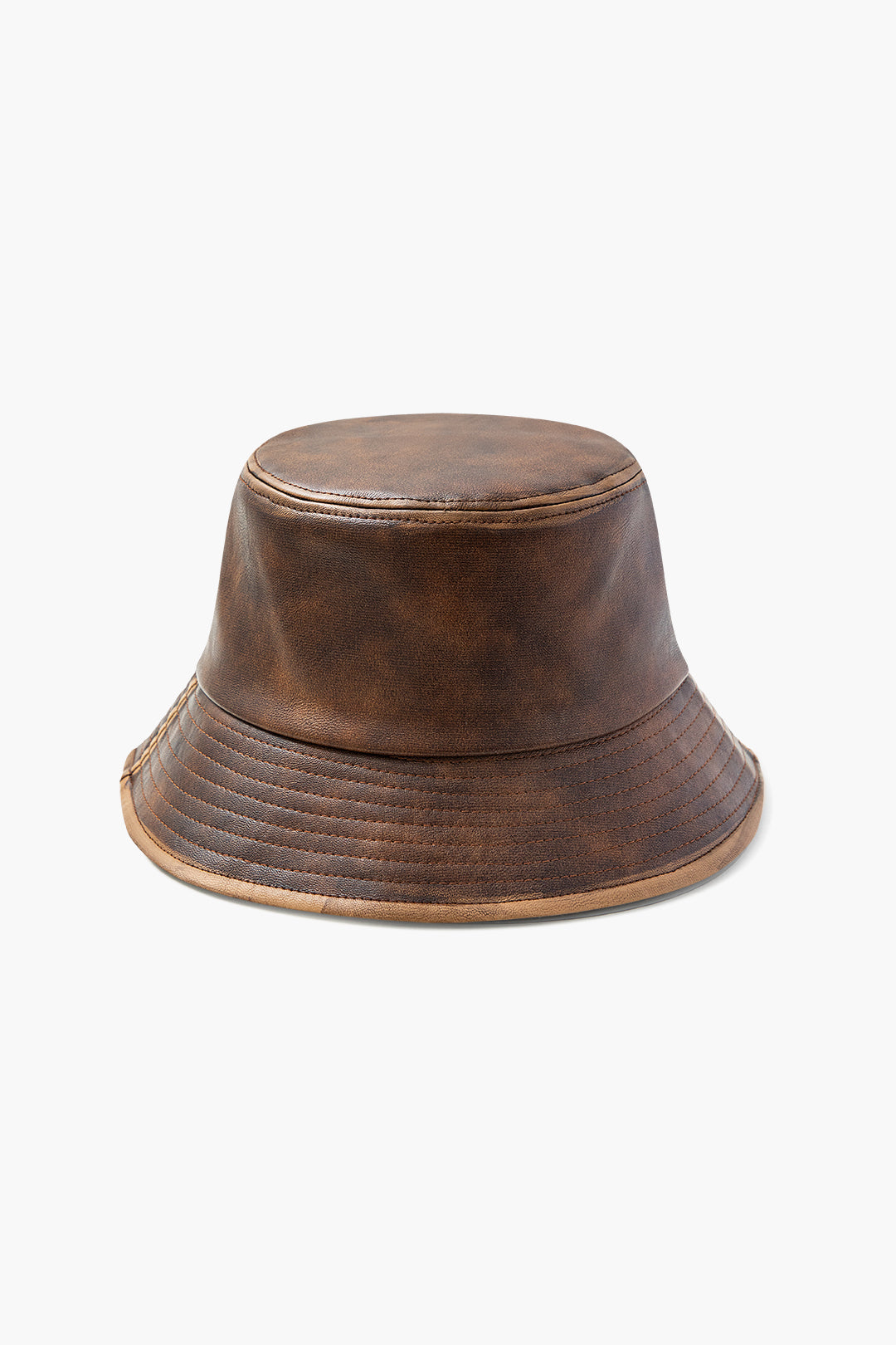 Trendy Faux Leather Bucket Hat for Y2K Aesthetic and Grunge Style Outfits