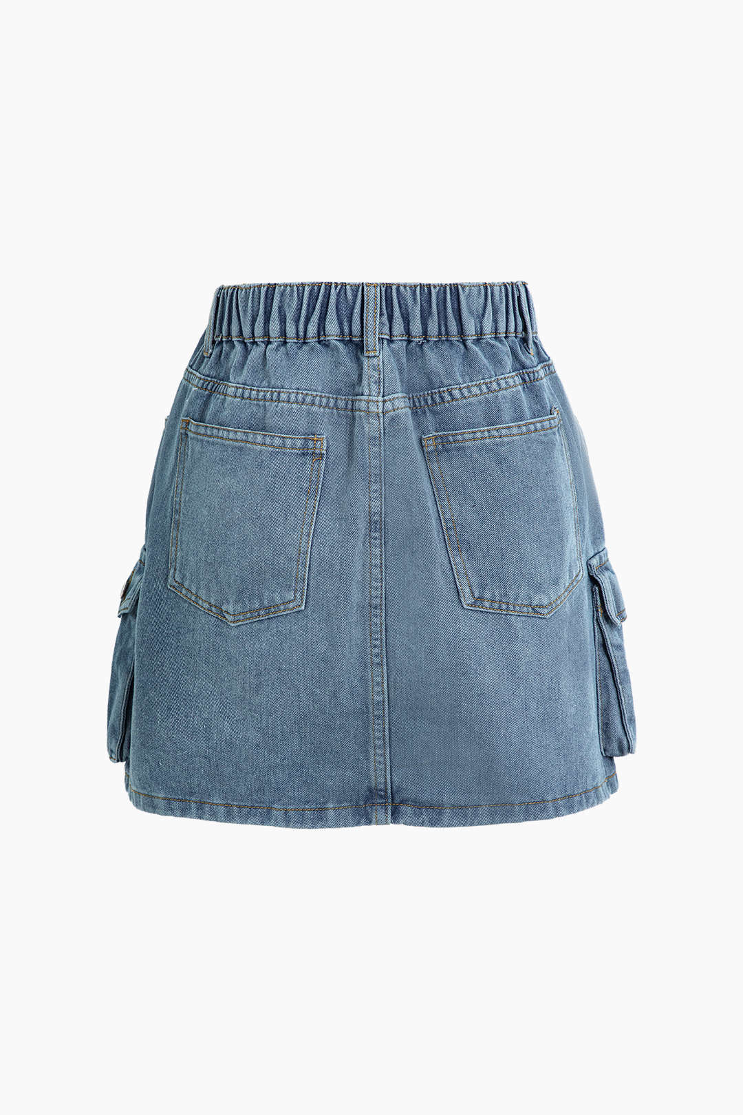 Trendy Flap Pocket Cargo Denim Skirt for Y2K Aesthetic and Grunge Style Outfits