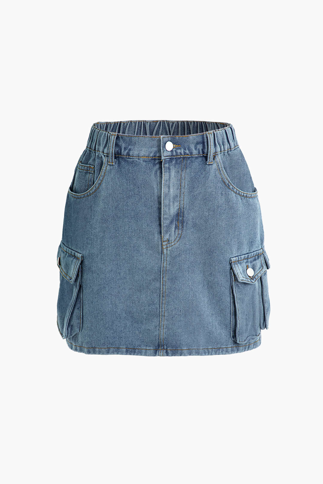 Trendy Flap Pocket Cargo Denim Skirt for Y2K Aesthetic and Grunge Style Outfits