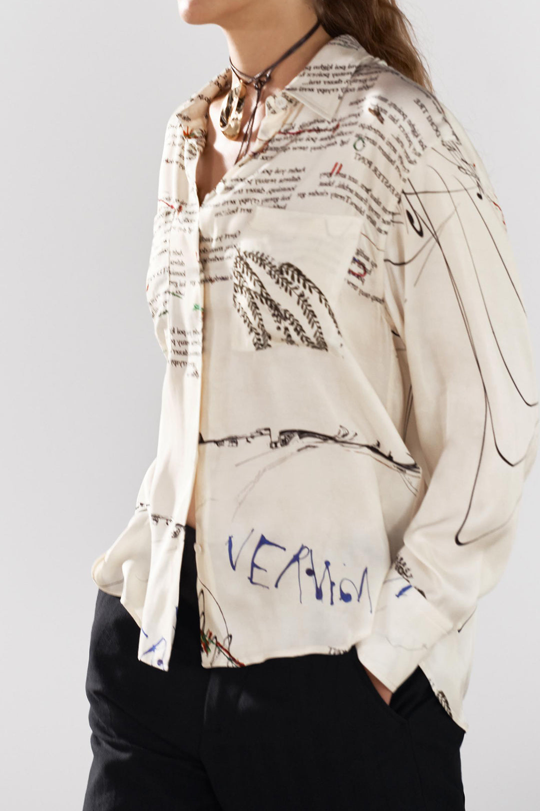 Trendy Letter Print Blouse - Y2K Aesthetic Top for Coquette and Grunge Styles Trendy Letter Print Blouse - Y2K Aesthetic Top for Coquette and Grunge Styles