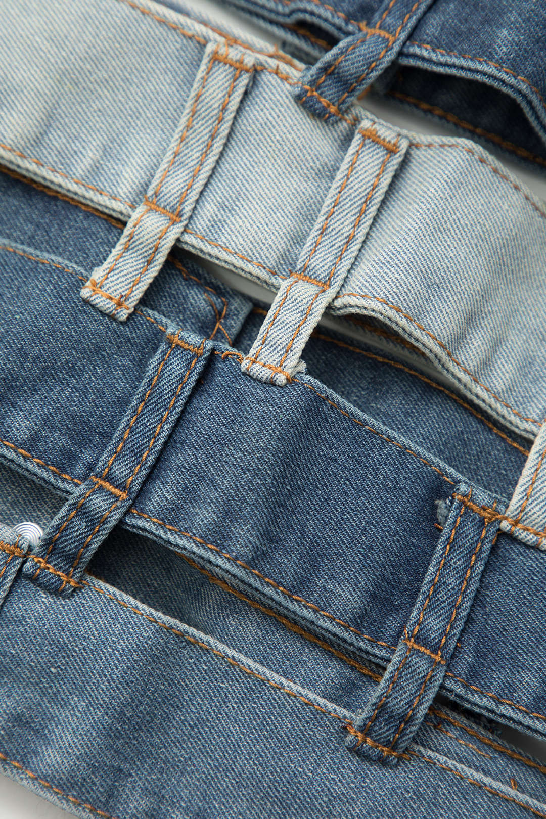 Trendy Patchwork Cut Out Denim Skirt for Y2K Aesthetic and Grunge Style Lovers Trendy Patchwork Cut Out Denim Skirt for Y2K Aesthetic and Grunge Style Lovers