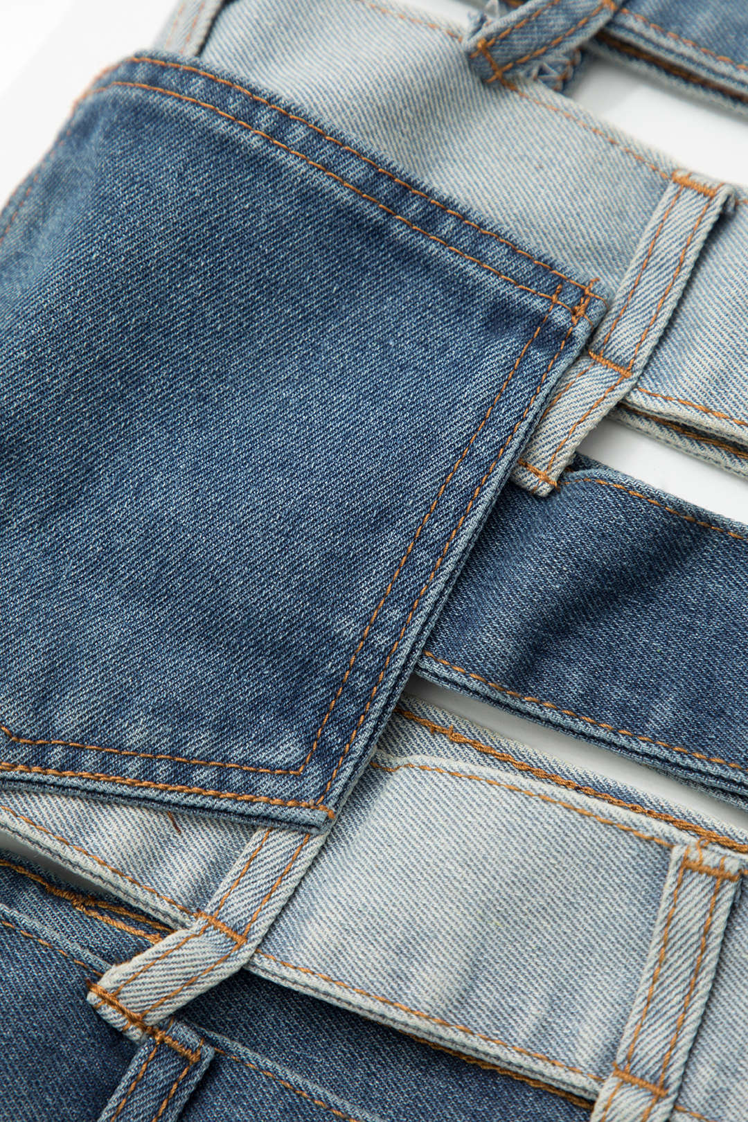 Trendy Patchwork Cut Out Denim Skirt for Y2K Aesthetic and Grunge Style Lovers Trendy Patchwork Cut Out Denim Skirt for Y2K Aesthetic and Grunge Style Lovers