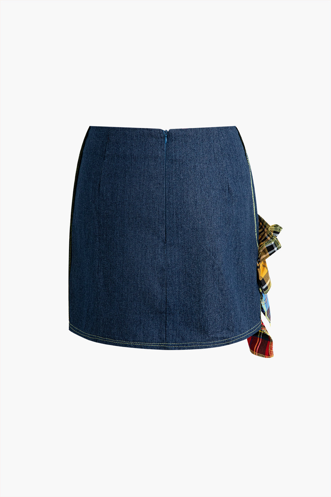 Trendy Patchwork Denim Mini Skirt for Y2K Aesthetic and Grunge Style Outfits