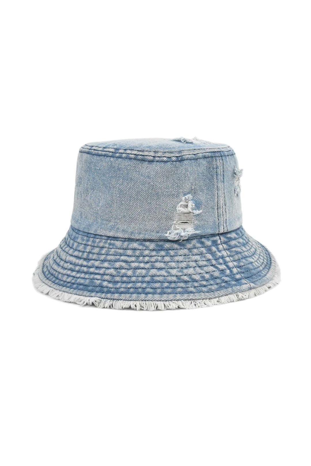 Trendy Ripped Frayed Denim Bucket Hat for Y2K Aesthetic and Grunge Style Outfits