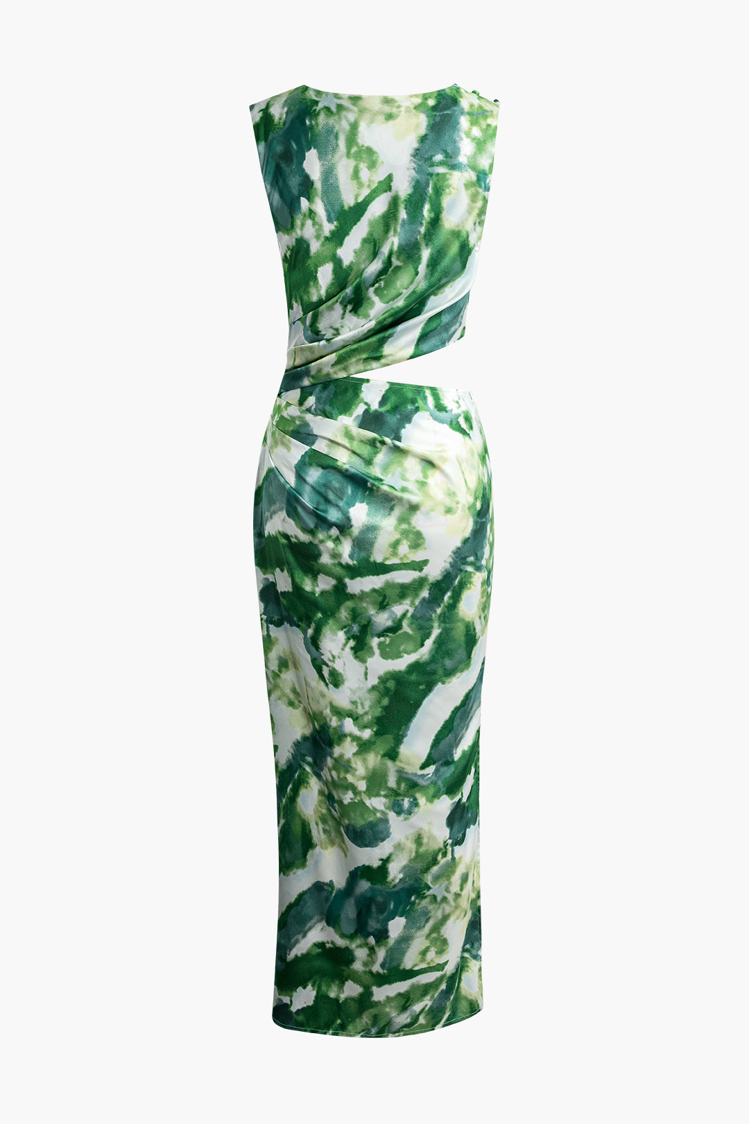 Trendy Tie Dye Cut Out Ruched Cowl Neck Slit Midi Dress for Y2K Aesthetic Lovers Trendy Tie Dye Cut Out Ruched Cowl Neck Slit Midi Dress for Y2K Aesthetic Lovers