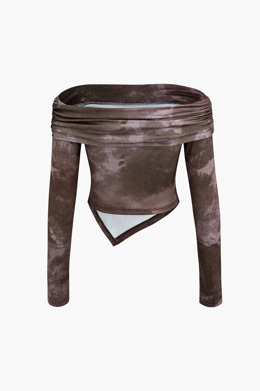 Trendy Tie Dye Off Shoulder Asymmetrical Long Sleeve Ruched Top for Y2K Aesthetic Trendy Tie Dye Off Shoulder Asymmetrical Long Sleeve Ruched Top for Y2K Aesthetic