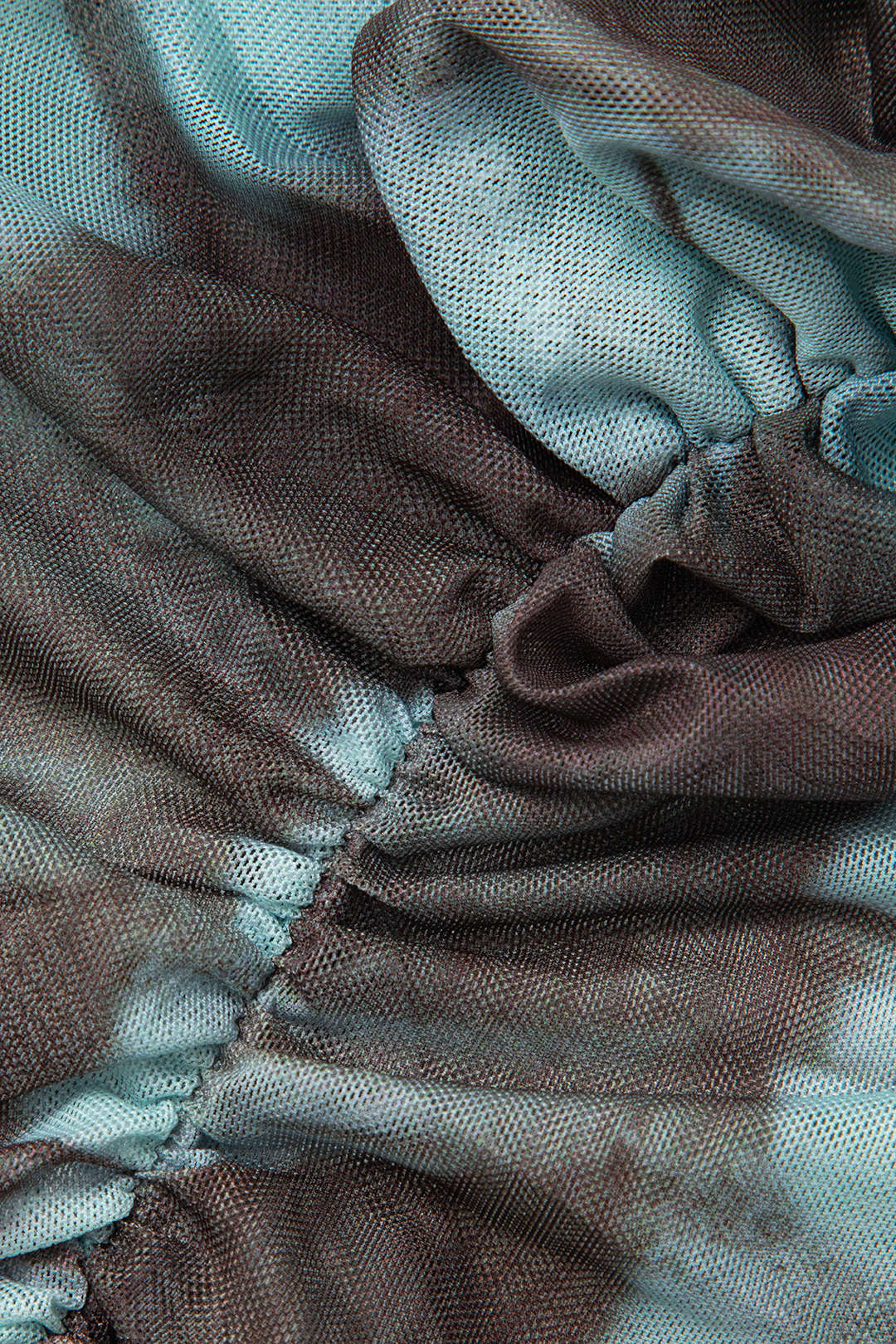 Trendy Tie Dye V-Neck Twist Front Mesh Ruched Long Sleeve Top for Y2K Aesthetic Outfits Trendy Tie Dye V-Neck Twist Front Mesh Ruched Long Sleeve Top for Y2K Aesthetic Outfits