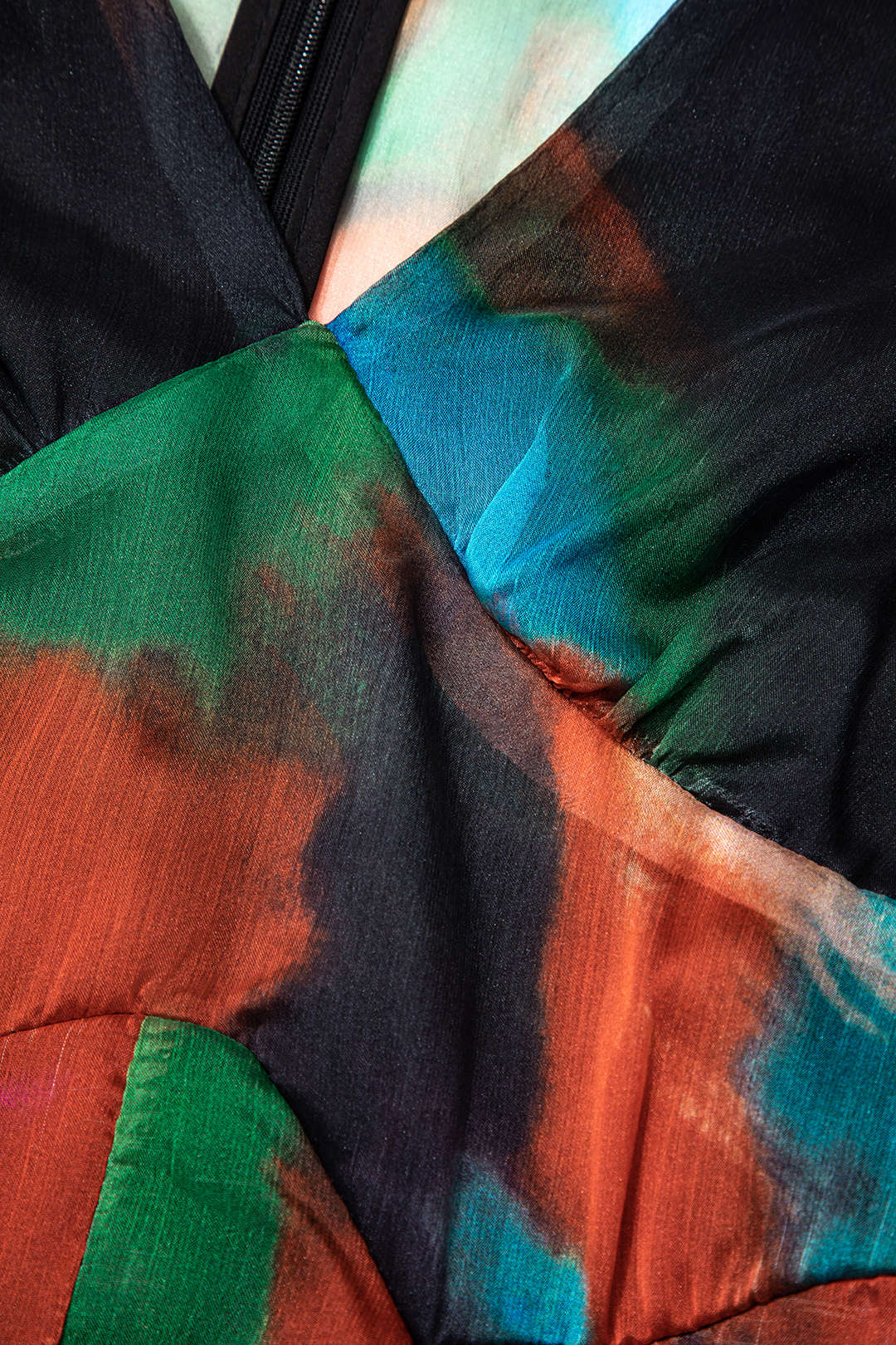 Trendy Tie Dye Zipper V-Neck Long Sleeve Slit Midi Dress for Y2K Aesthetic Lovers Trendy Tie Dye Zipper V-Neck Long Sleeve Slit Midi Dress for Y2K Aesthetic Lovers