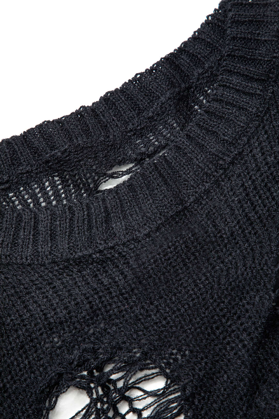 Trendy Y2K Ripped Open Knit Long Sleeve Top for Chic Aesthetic Outfits Trendy Y2K Ripped Open Knit Long Sleeve Top for Chic Aesthetic Outfits