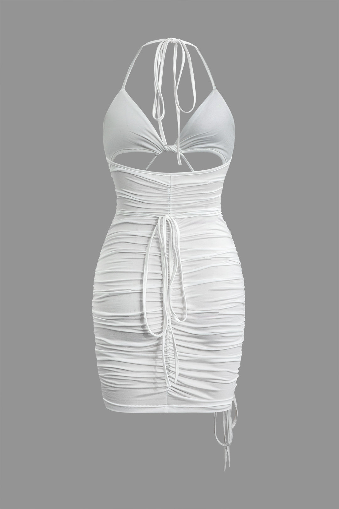 Twist Ruched Tie Halter Cut Out Mini Dress - Y2K Aesthetic Party Dress for Trendy Looks Twist Ruched Tie Halter Cut Out Mini Dress - Y2K Aesthetic Party Dress for Trendy Looks