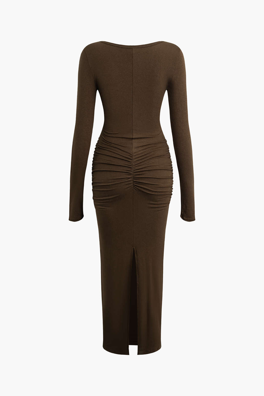 U-Neck Back Slit Long Sleeve Maxi Dress - Y2K Aesthetic Fashion for Effortless Style U-Neck Back Slit Long Sleeve Maxi Dress - Y2K Aesthetic Fashion for Effortless Style