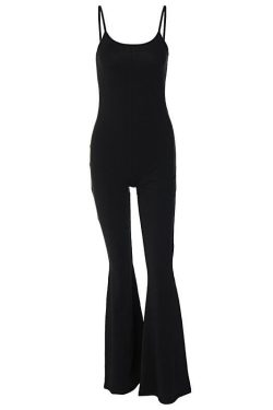 U Neck Solid Backless Cami Jumpsuit - Y2K Aesthetic Fashion for Trendy Outfits