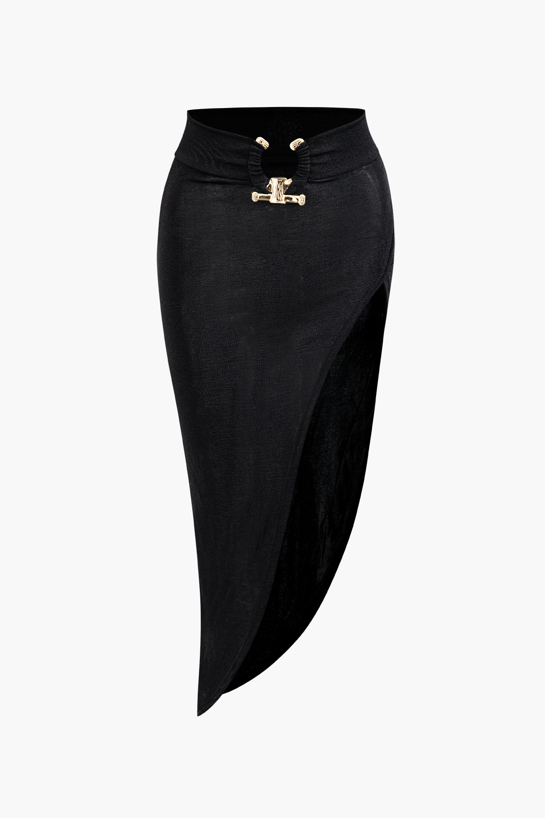 U-Ring Square Neck Crop Top with Asymmetric Slit Skirt Set for Y2K Aesthetic Outfits U-Ring Square Neck Crop Top with Asymmetric Slit Skirt Set for Y2K Aesthetic Outfits