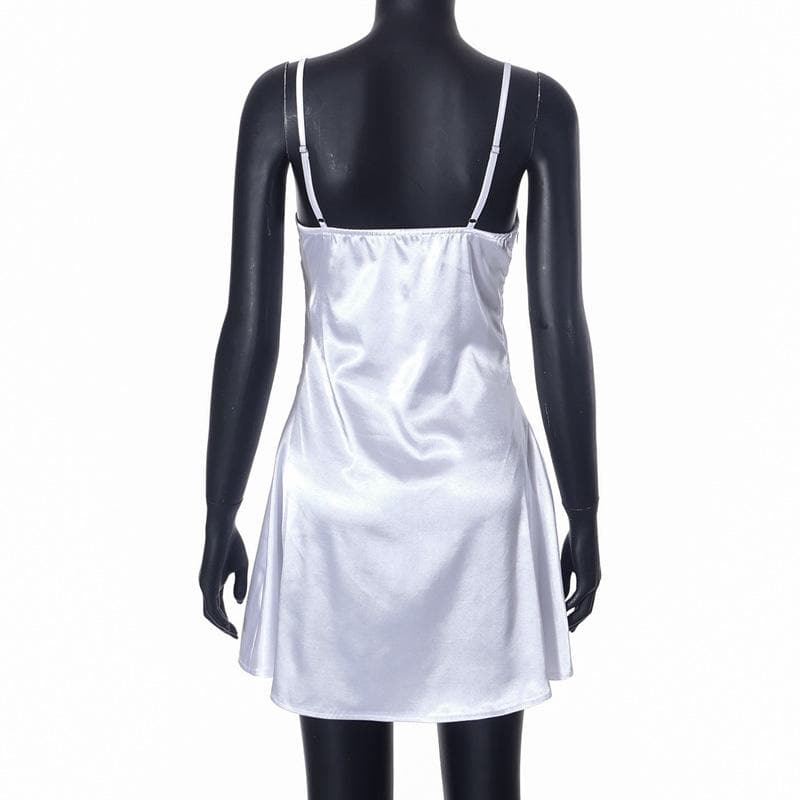 V-Neck Backless Cami Mini Dress with 'Give Girls Money' Print - Y2K Aesthetic Fashion V-Neck Backless Cami Mini Dress with 'Give Girls Money' Print - Y2K Aesthetic Fashion