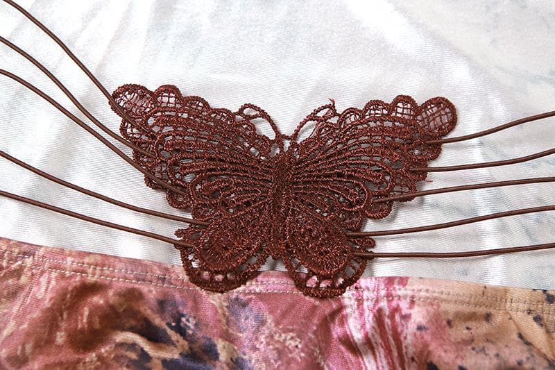 V-Neck Butterfly Embroidery Backless Cami Mini Dress - Y2K Aesthetic Fashion Essential V-Neck Butterfly Embroidery Backless Cami Mini Dress - Y2K Aesthetic Fashion Essential