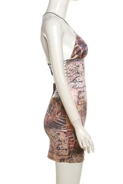 V-Neck Butterfly Embroidery Backless Cami Mini Dress - Y2K Aesthetic Fashion Essential