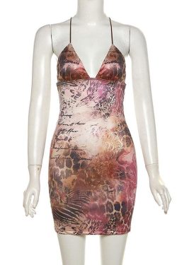 V-Neck Butterfly Embroidery Backless Cami Mini Dress - Y2K Aesthetic Fashion Essential