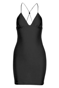 V-Neck Butterfly Embroidery Backless Cami Mini Dress - Y2K Aesthetic Fashion Essential