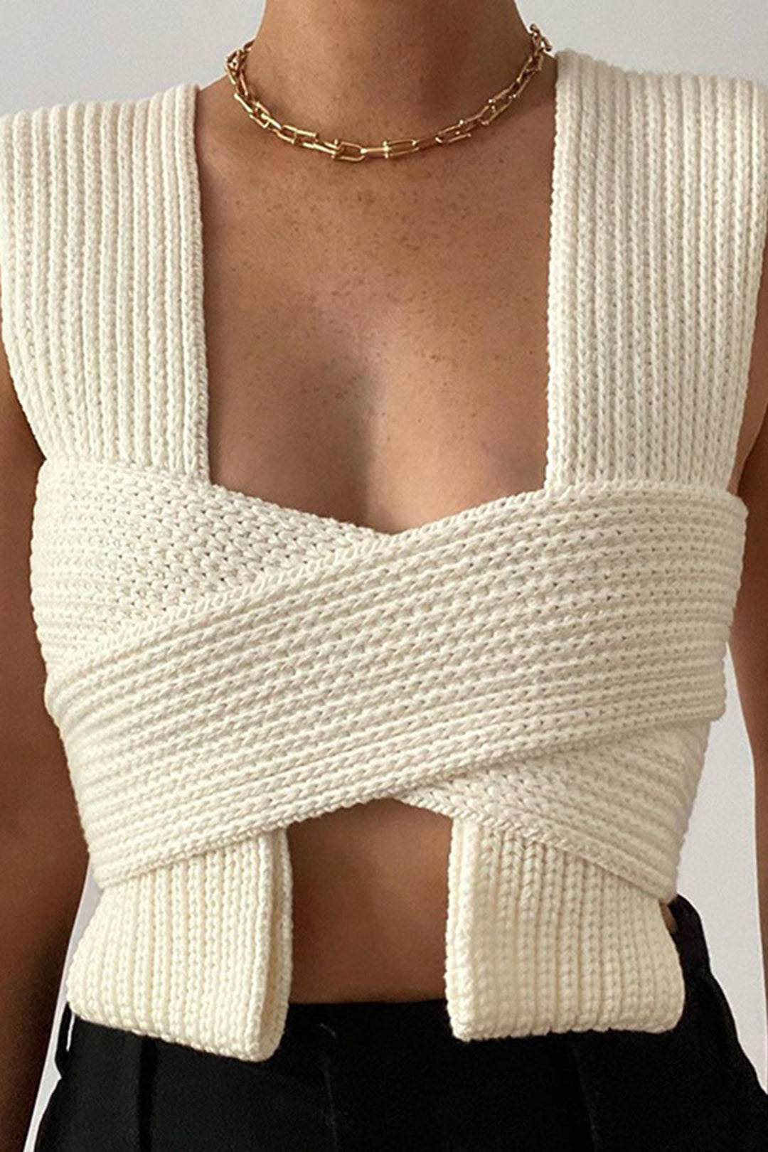 V-Neck Cross Knot Back Knit Top - Y2K Fashion Cute Top for Coquette Aesthetic Outfits V-Neck Cross Knot Back Knit Top - Y2K Fashion Cute Top for Coquette Aesthetic Outfits